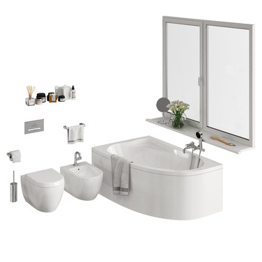 Bathroom Models - (Bathtub, Toilet, Bidet + Many Decorations)