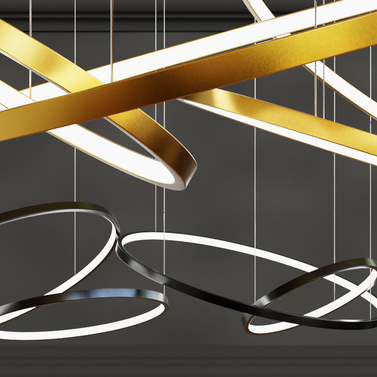 Decorative 5 Ring Chandelier - gold and