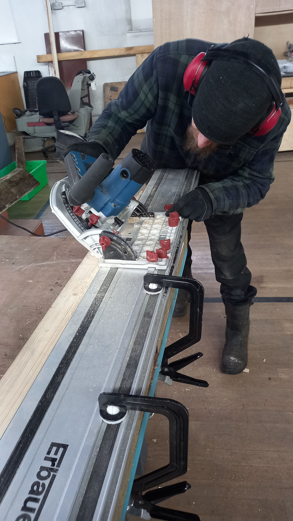 Sam cutting wood