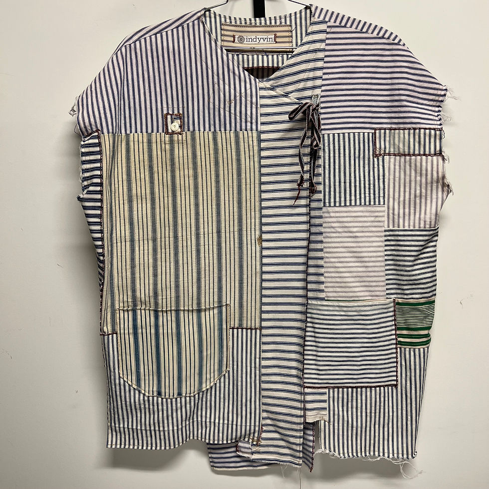 Patchwork Vintage Pillowcase Ticking Vest XL