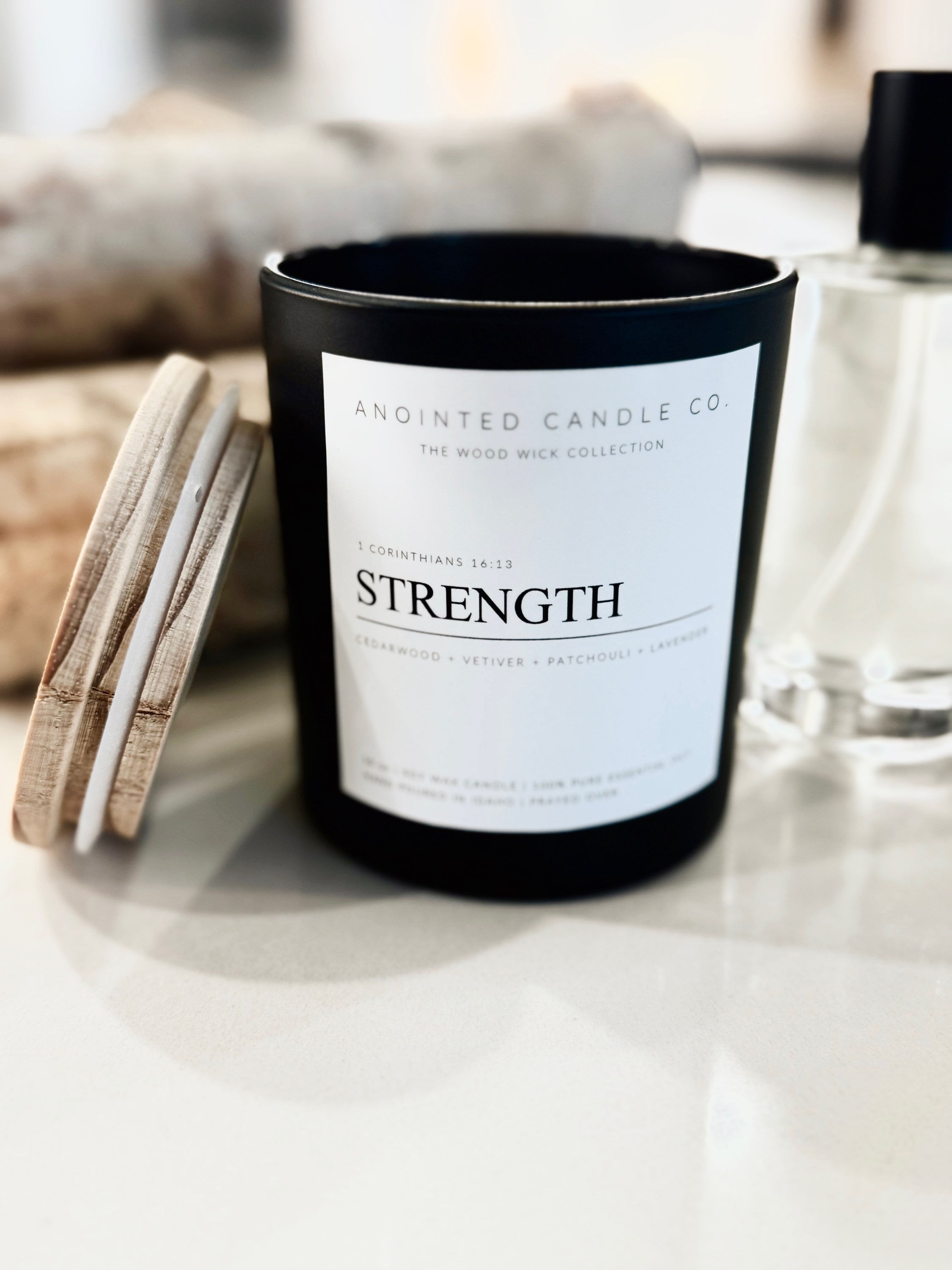 STRENGTH (Cedarwood, Vetiver, Patchouli, Lavender) 10oz