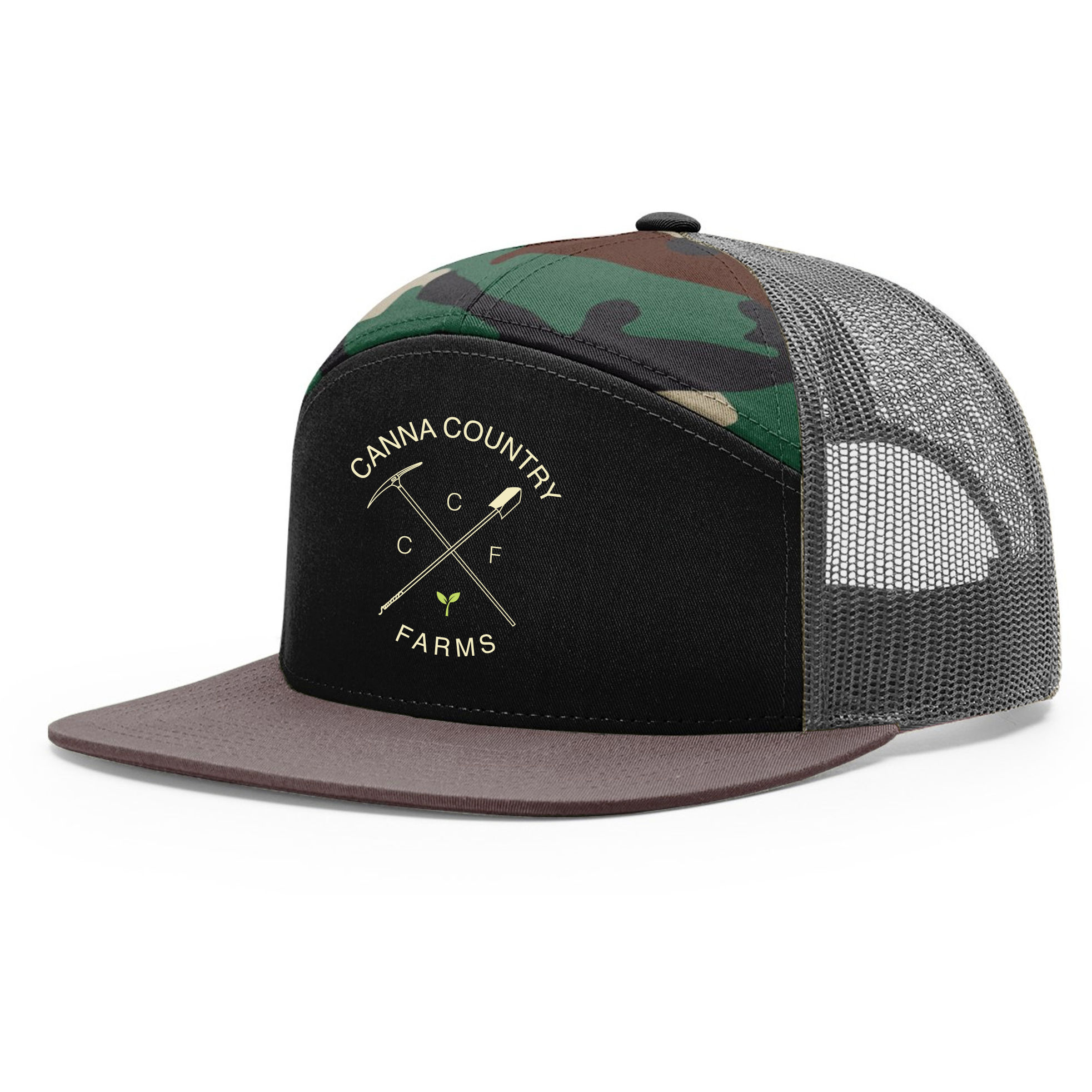 Black Brown and Camo Flat Brim