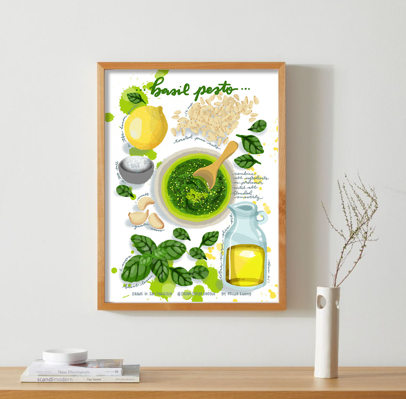 Basil Pesto Illustrated Art Print