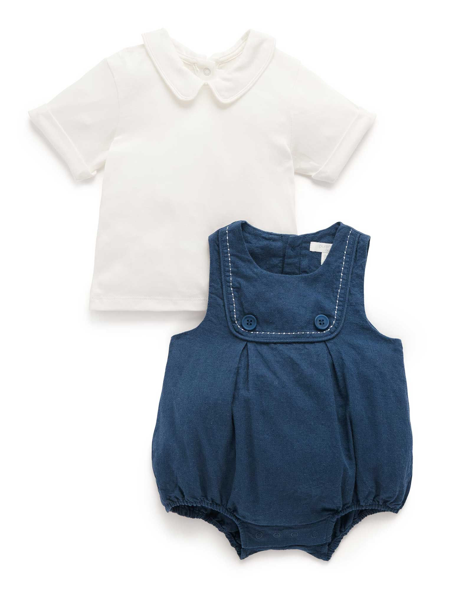 Purebaby Classic Romper Set Navy
