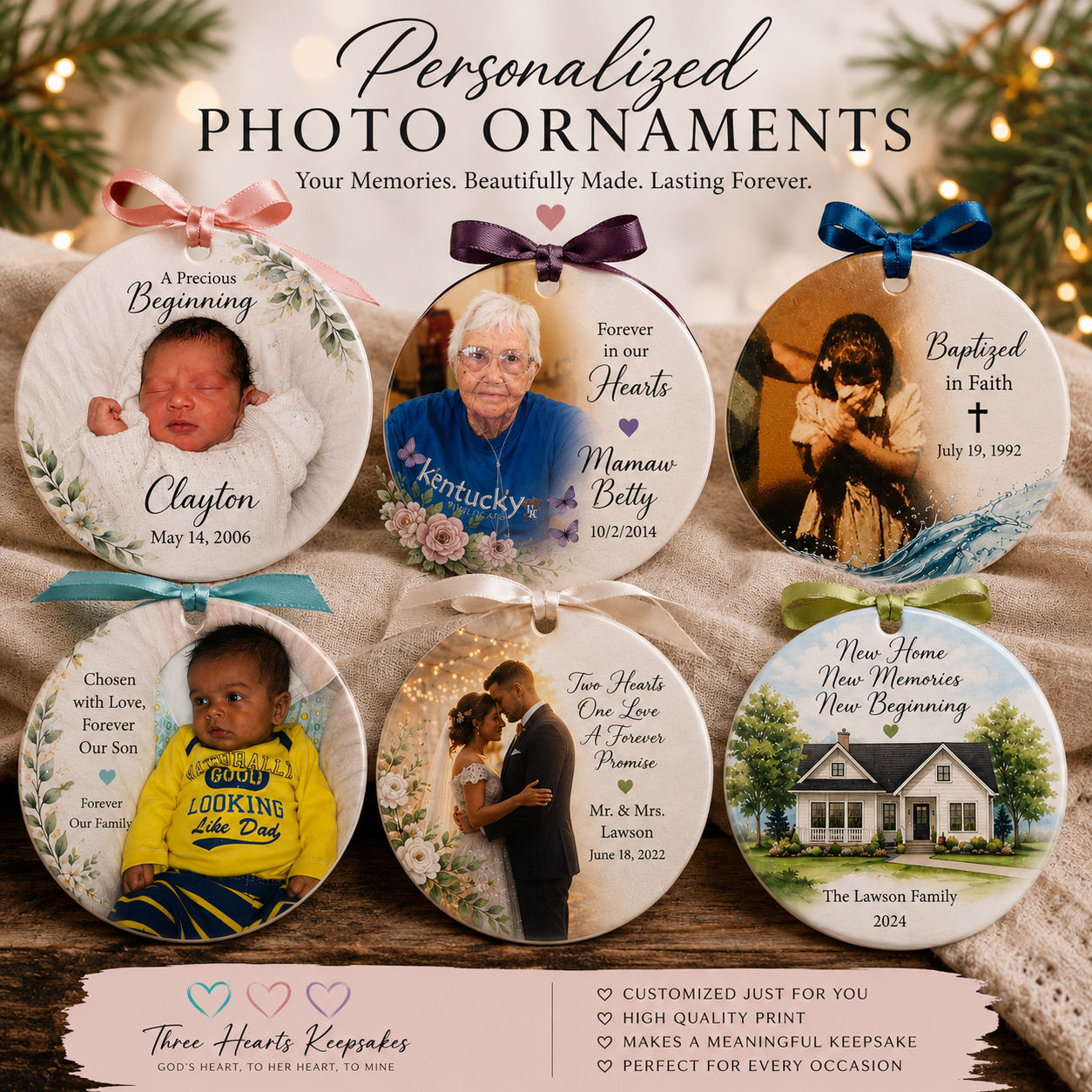 Personalized Photo Christmas Ornament | Custom Family Keepsake Ornament