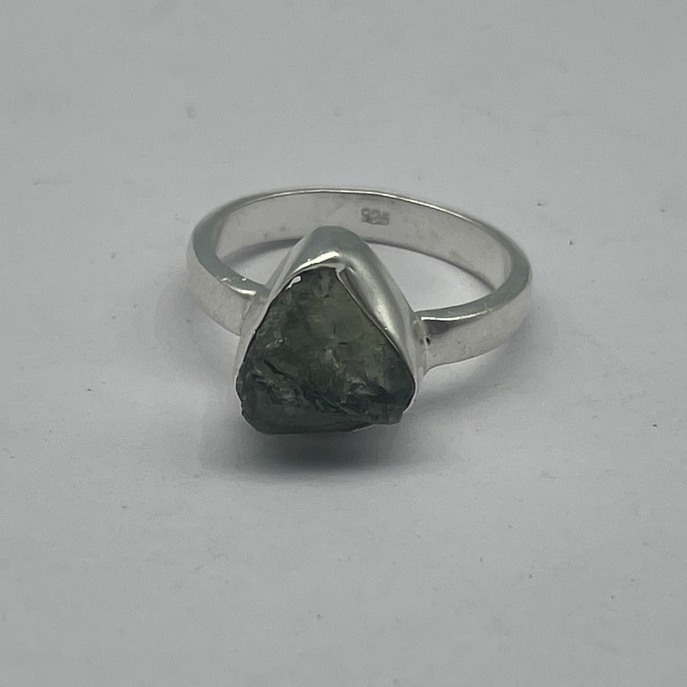 Thumbnail: Raw Moldavite Ring  925 Sterling Silver