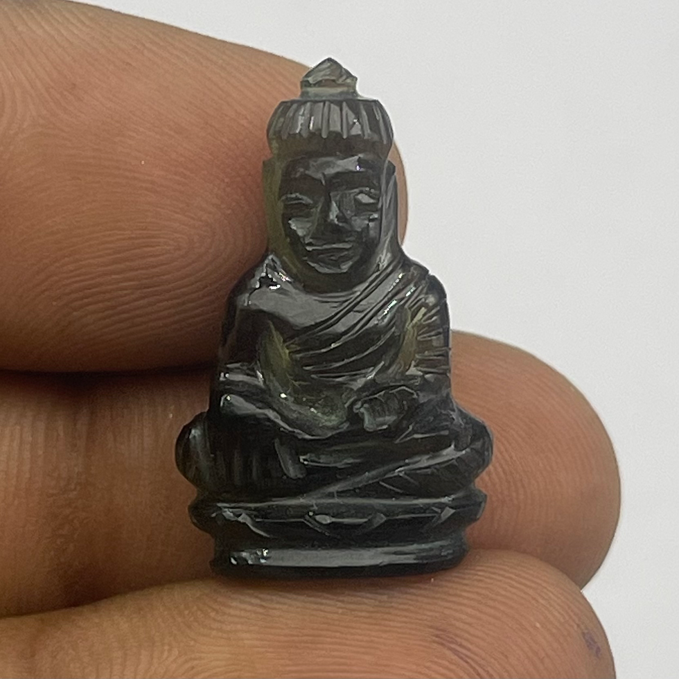 Thumbnail: Moldavite Buddha Carving 14.70 ct