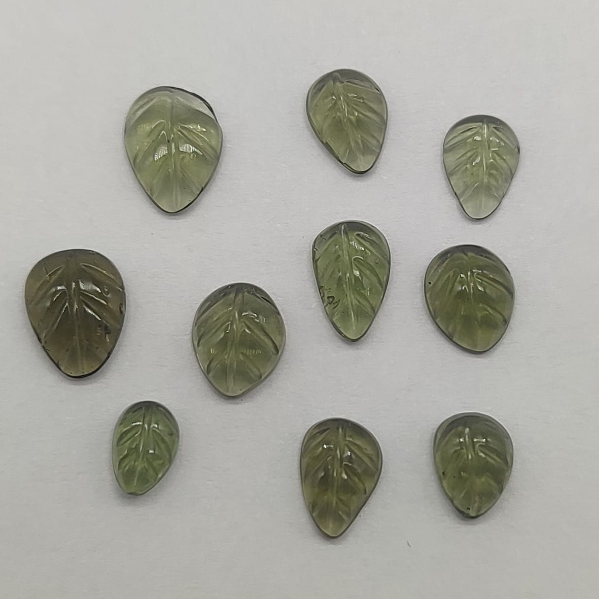 Moldavite Leaf Carving Flat Back