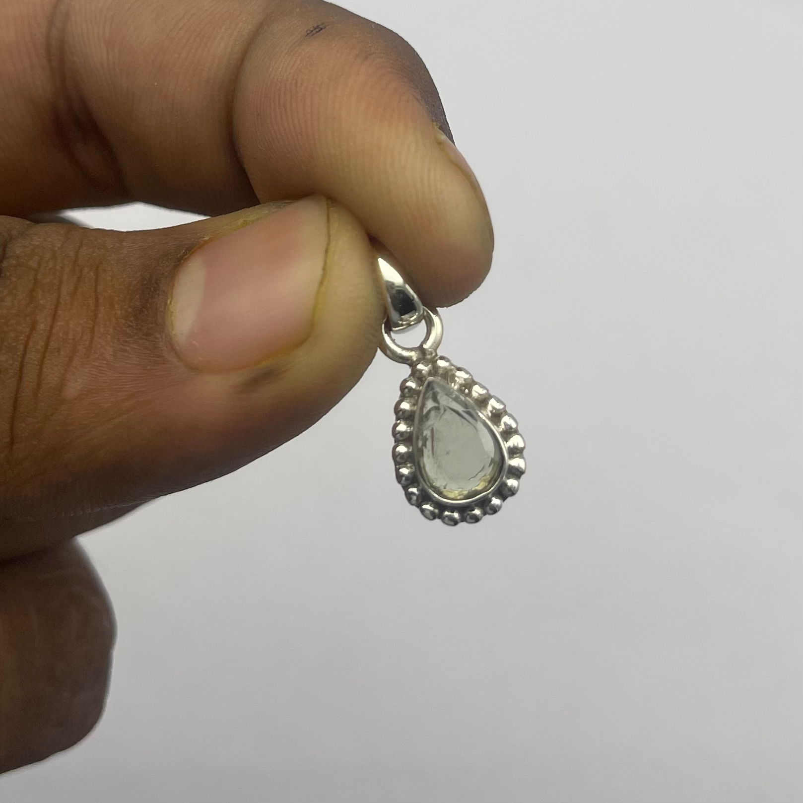 Faceted Moldavite 925 Silver Pear Shape Stone Portal Pendant