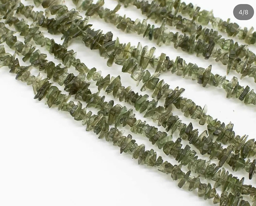Thumbnail: Moldavite Uncut Polished Chips Beads 0.5mm drill 