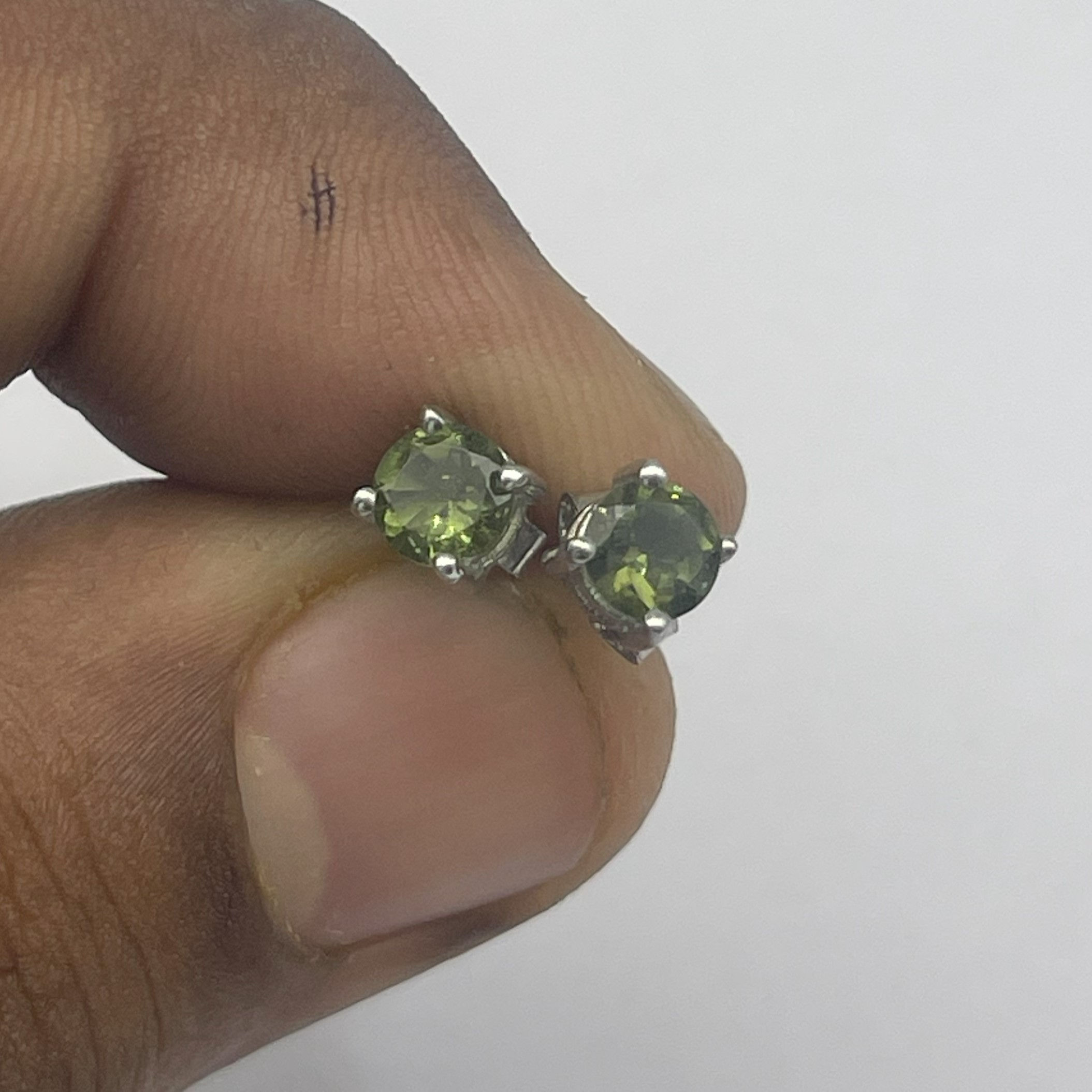 5mm Faceted Moldavite Stud 925 Sterling Silver