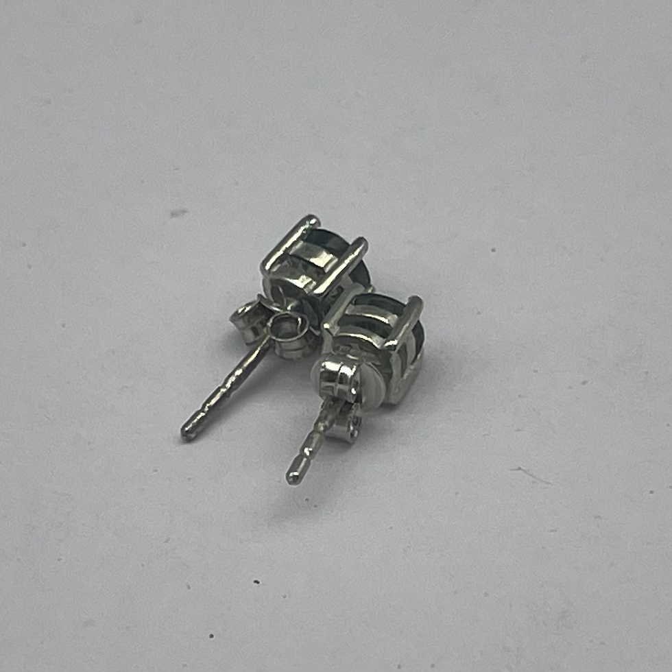 Thumbnail: 4mm Faceted Moldavite Stud 925 Sterling Silver