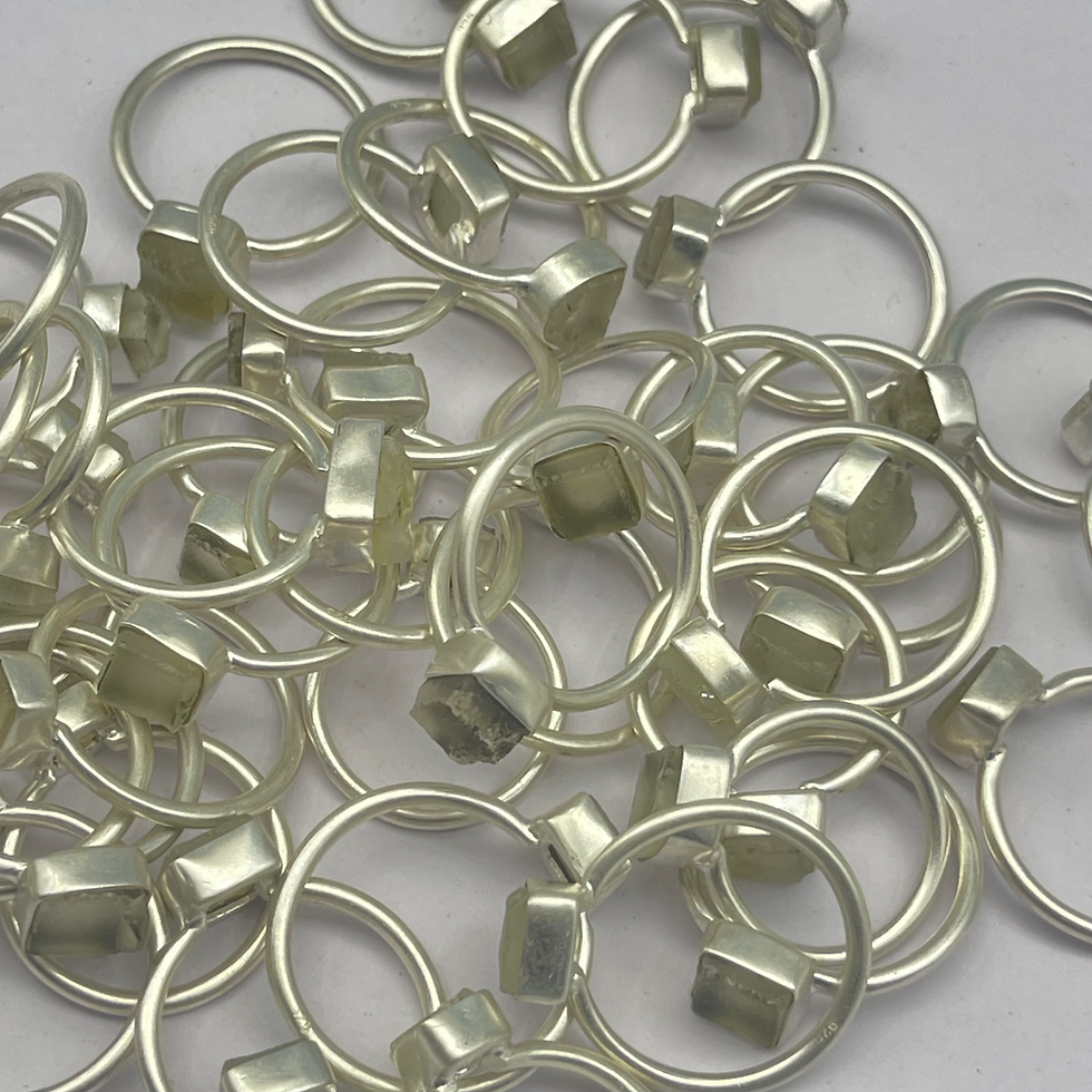 Thumbnail: Natural Libyan Desert Glass Preform Cut Rings Made In 925 Silver
