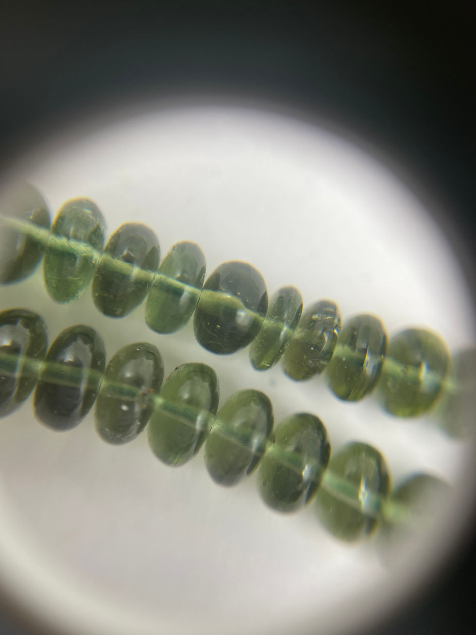 Thumbnail: 2MM Moldavite Flat Rondelle Polished Smooth Beads