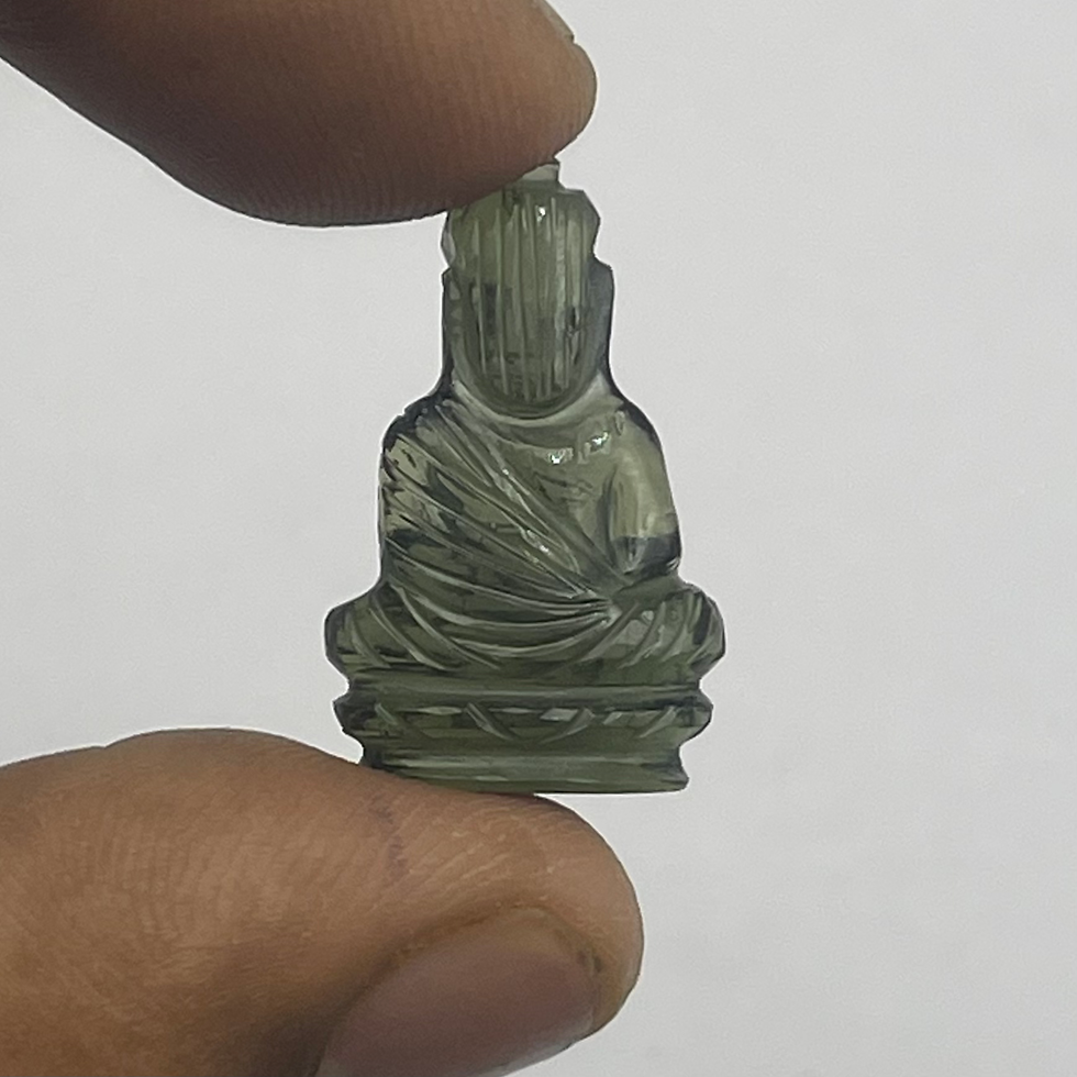 Thumbnail: Moldavite Buddha Carving 14.70 ct