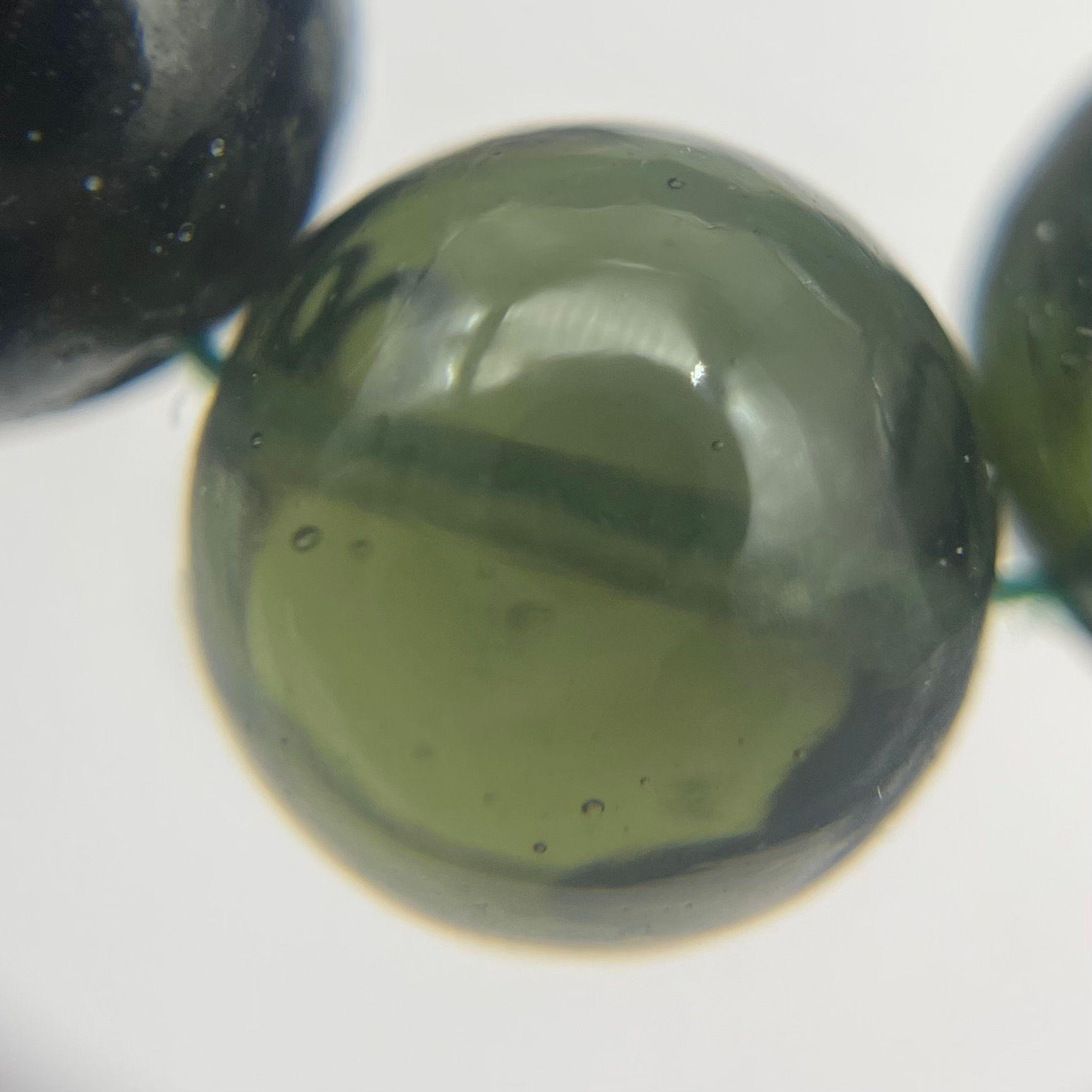 15.50 MM Moldavite Round Polished Smooth Beads
