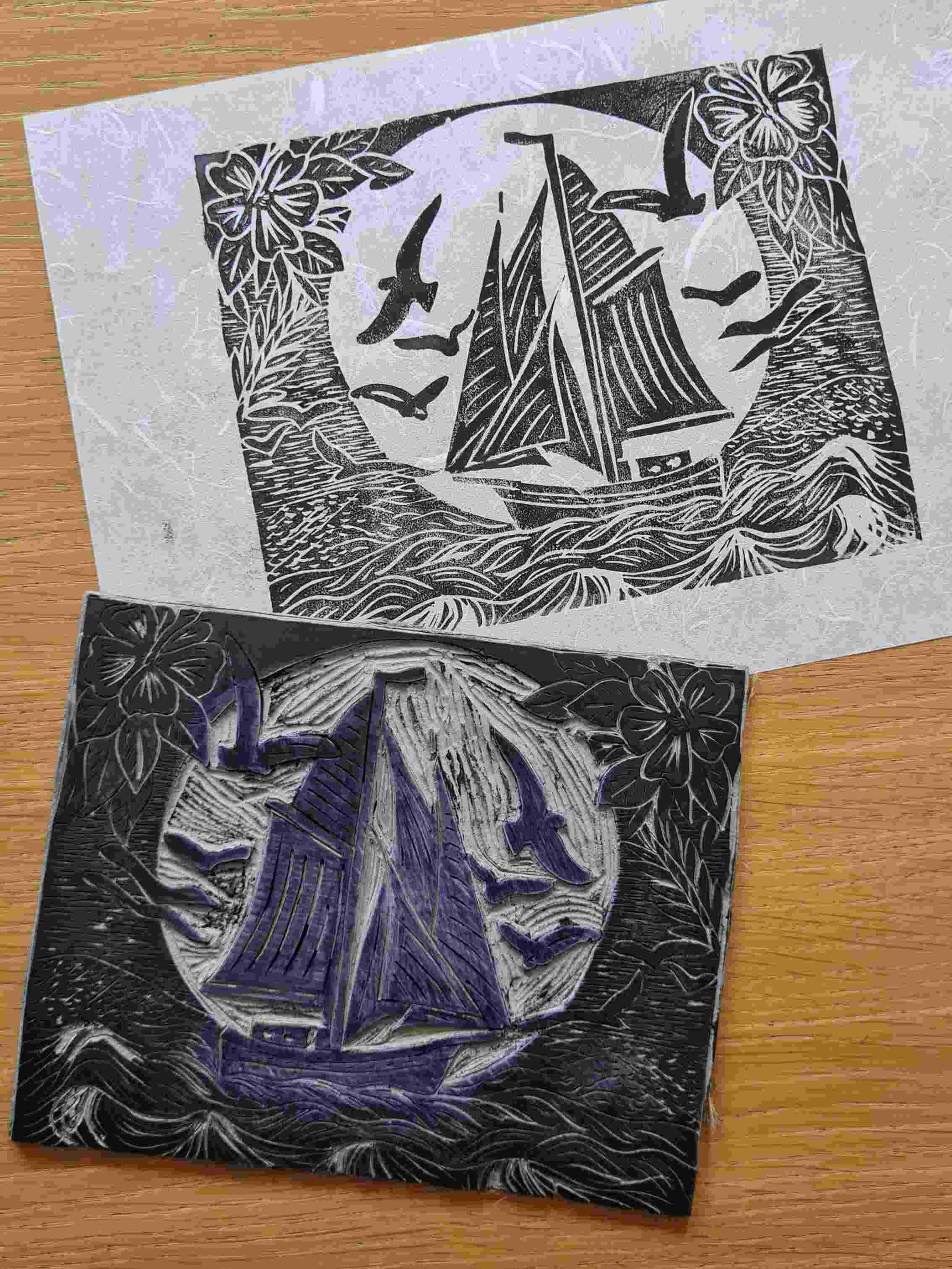 Sailing - Linoprint