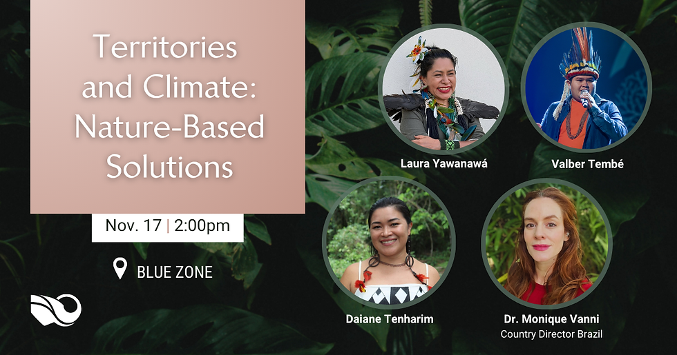 A graphic for cop30 featuring two indigenous leaders and one wildlife works leader