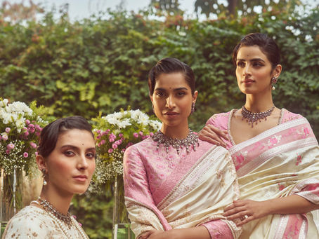 Kasturi Kundal handwoven Banarasi silk saree at the brand's first Delhi boutique in Mehrauli