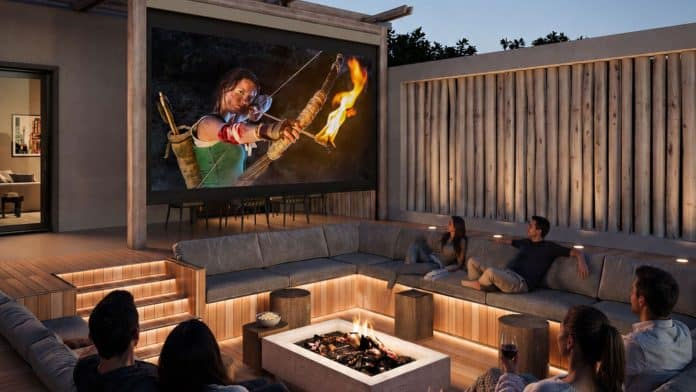 Screen Innovations KAOS 360 dual-sided motorised outdoor rear-projection screen with Onyx Retention System