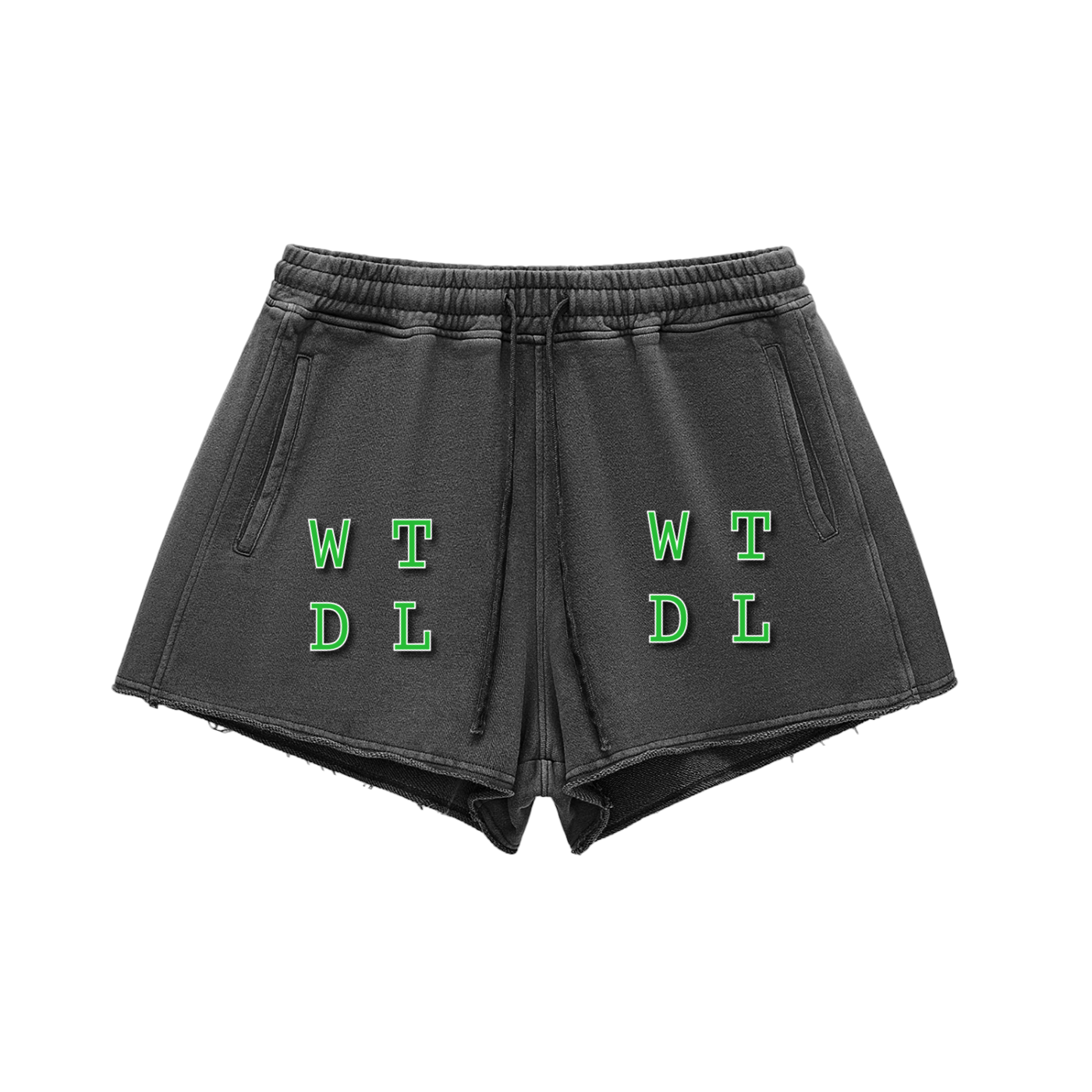 WTL- Snow Washed Raw Edge Drawstring Shorts