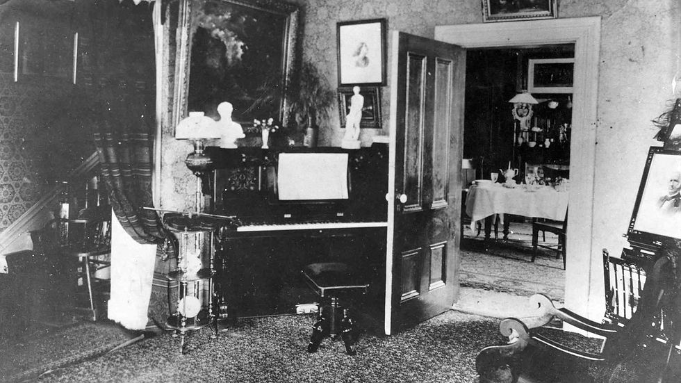 West Parlor (the informal or family parlor) at Cedar Hill. Photograph taken about 1895. (FRDO 3137).