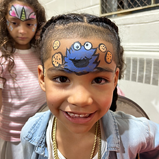 kids party, face painting servicekids birthday party, cookie monster birthday party, sesame street party, boy with cookie monster face painted face