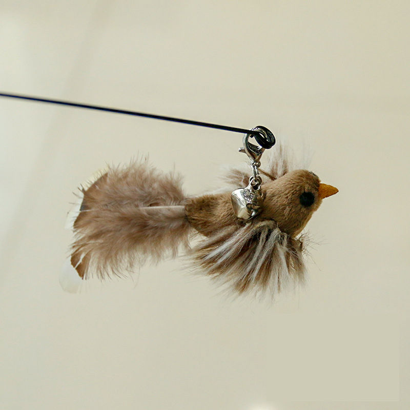 Thumbnail: Funny Bird Feather Cat Wand With Bell Accessories Interactive Toys For Cats Kitt