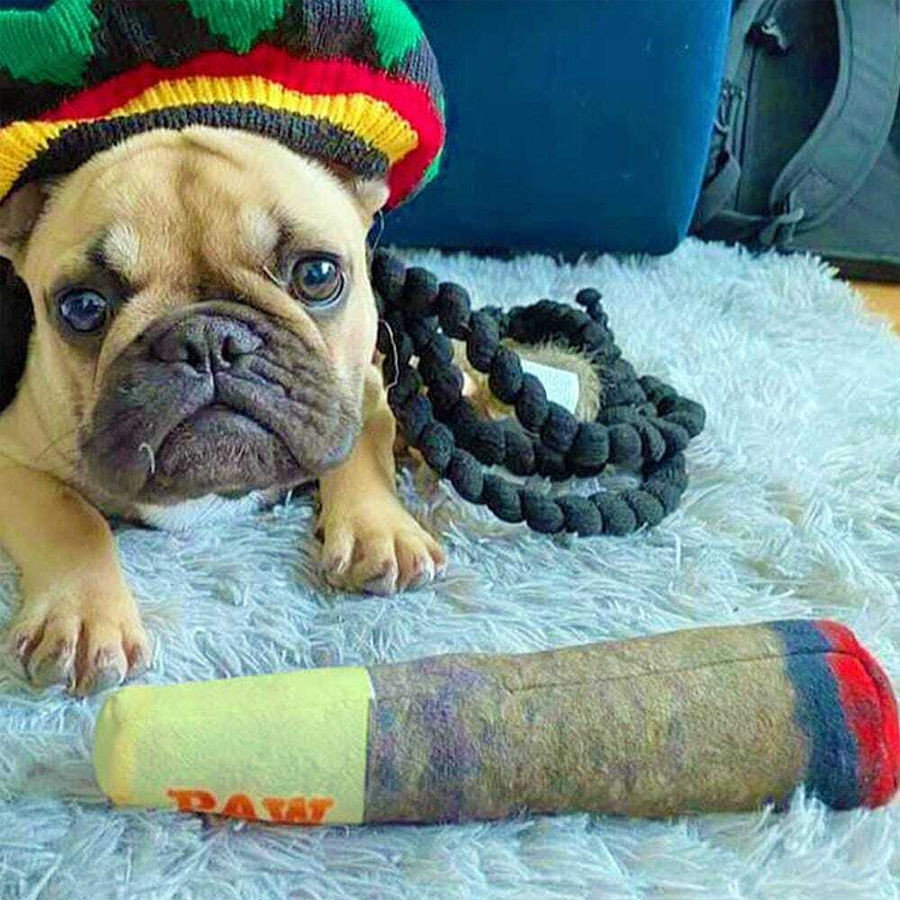 Thumbnail: Funny Interactive Dog Toys - Cigar Design Plush Squeaky Pet Toys Grinding Teeth 