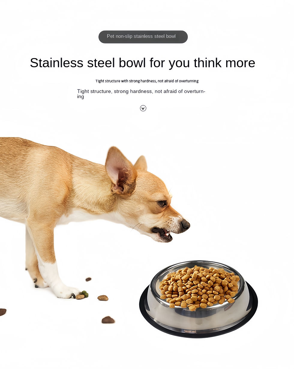 Thumbnail: Pet Dog Cat Stainless Steel Bowl Pet Feeding Bowl Cat and Dog Drinking Bowl Meta
