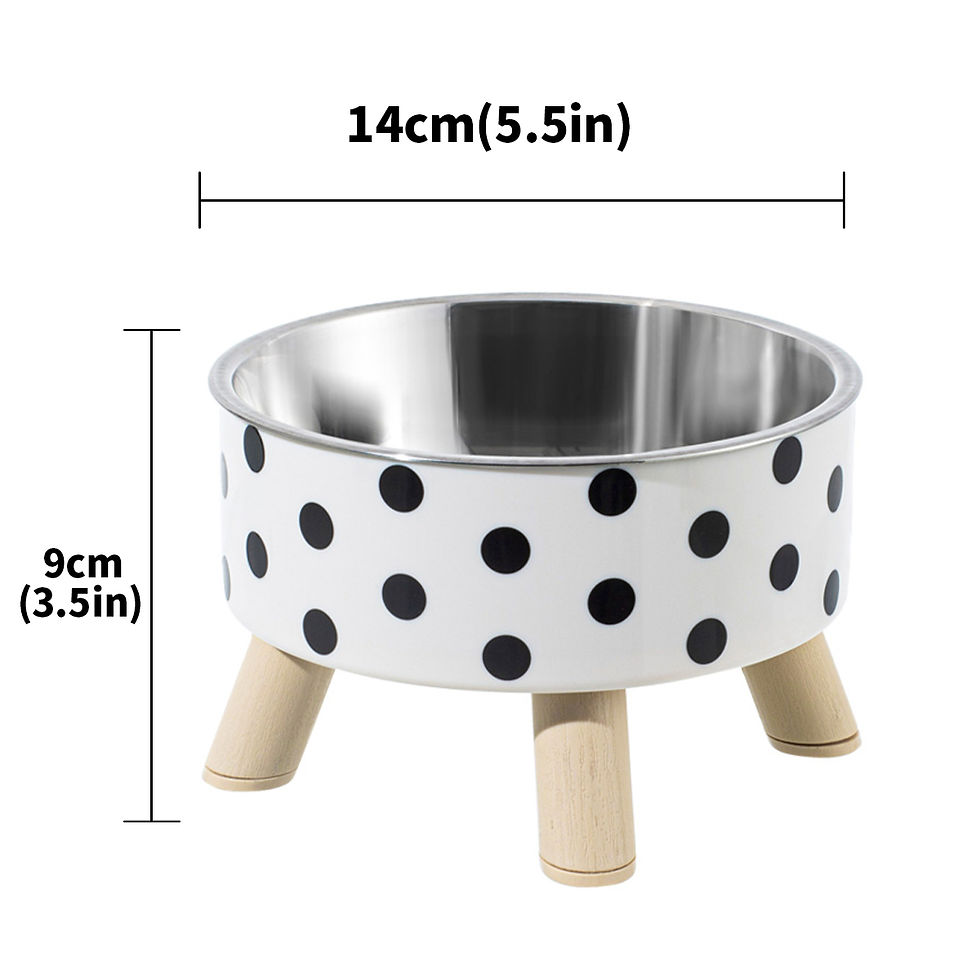 Thumbnail: Pet cat and dog bowl polka-dot plaid stainless steel anti-slip easy to clean ind