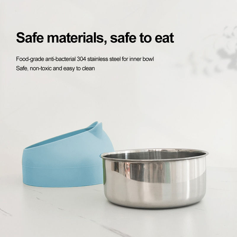 Thumbnail: 1pc Stainless Steel Cat Lovely Creative Inclined Kitten Puppy Food Feeding Bowls