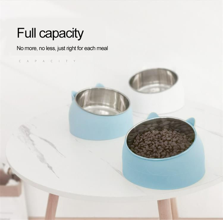 Thumbnail: 1pc Stainless Steel Cat Lovely Creative Inclined Kitten Puppy Food Feeding Bowls
