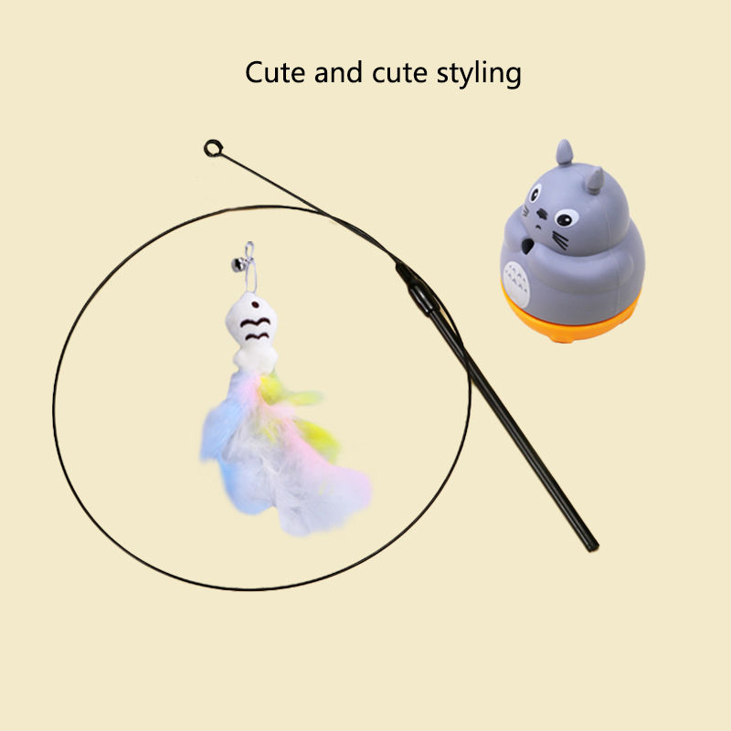 Thumbnail: New cat funny cat stick steel wire long pole feather cute cat toy kitten fishing