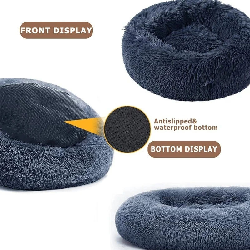 Thumbnail: Round Dog Bed Winter Warm Cat Bed Plush Basket for Dog Washable Pet Bed for Smal