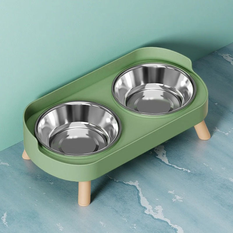 Thumbnail: Fashion Pet Food And Water Station Dual Stainless Steel Bowls with Neck Support 