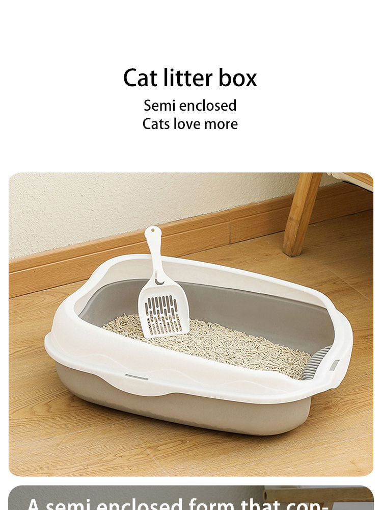 Thumbnail: Semi-enclosed Litter Box Spatter-proof Cat Toilet Large Kitten Cleaning Supplies