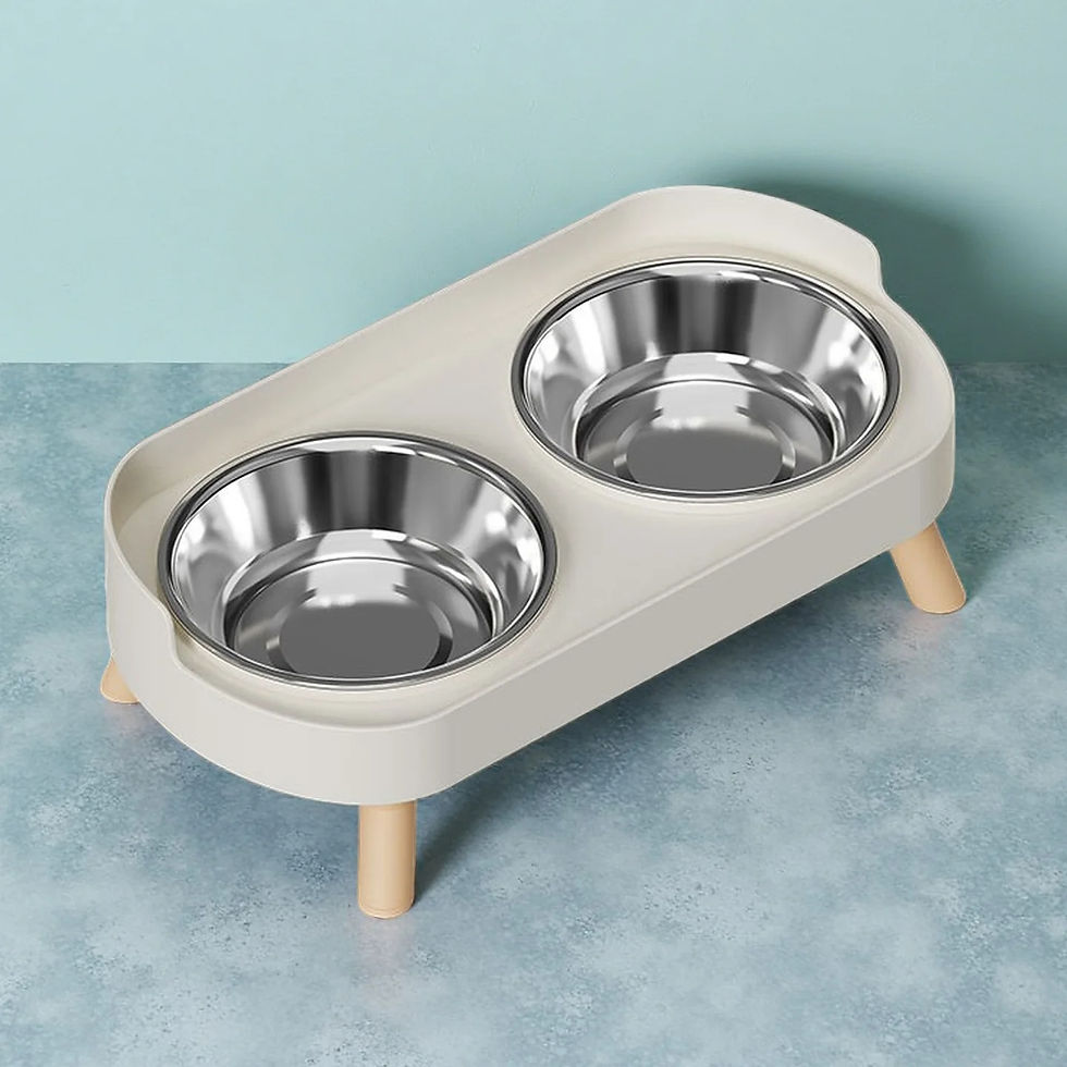 Thumbnail: Fashion Pet Food And Water Station Dual Stainless Steel Bowls with Neck Support 