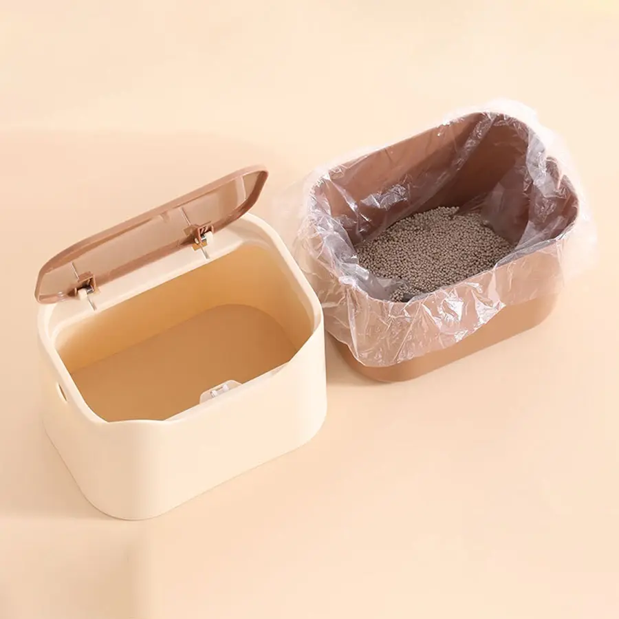 Thumbnail: Cat Litter Box Portable Bedpan Removable Full-closed Kitty Litter Pan Potty Toil