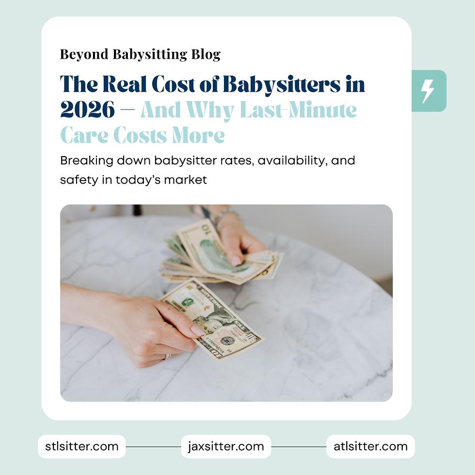 Woman reading to a child holding a teddy bear. Text on image: "Going rate for a babysitter in 2025." Cozy indoor setting. Logo on image: "Powered by smartsitter software".