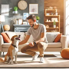 A pet sitter walking a dog in the park, highlighting professional pet care services.
