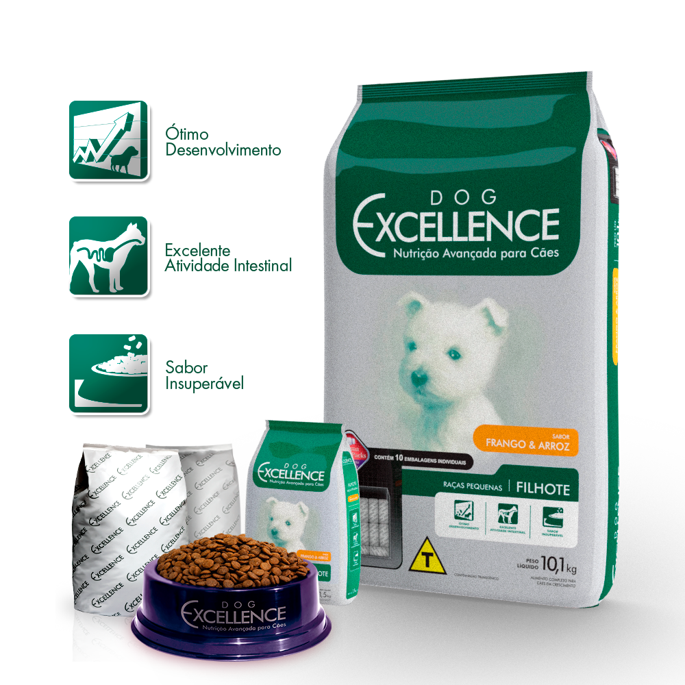 Ração Selecta Dog Excellence Cães Filhotes Raças Pequenas Frango e Arroz