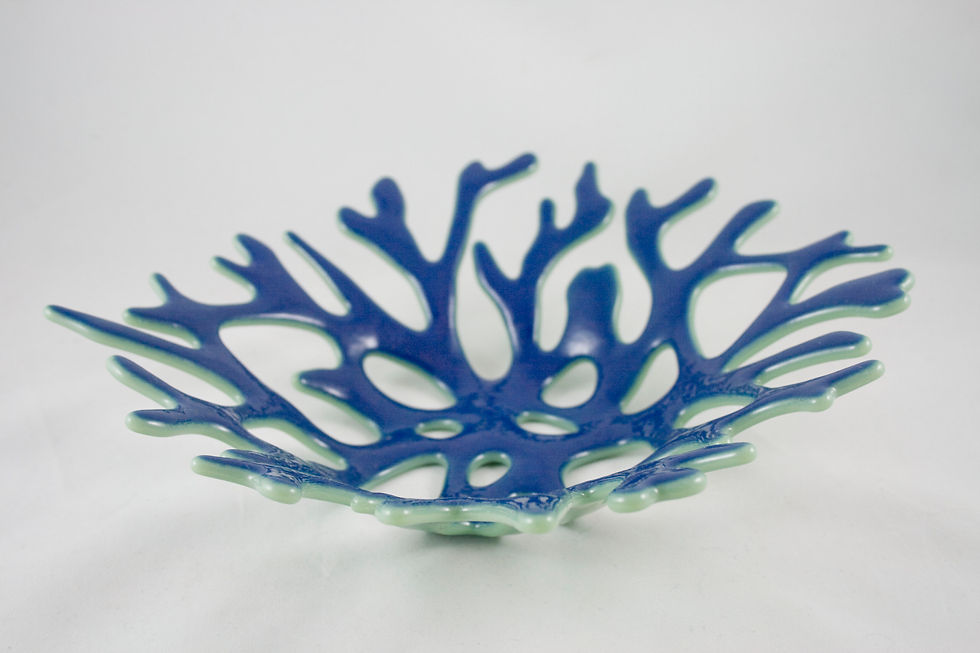 Thumbnail: Cobalt blue and light green coral bowl sculpture