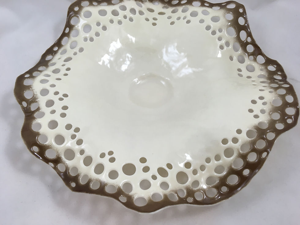 Thumbnail: Cream and tan glass sea sponge bowl