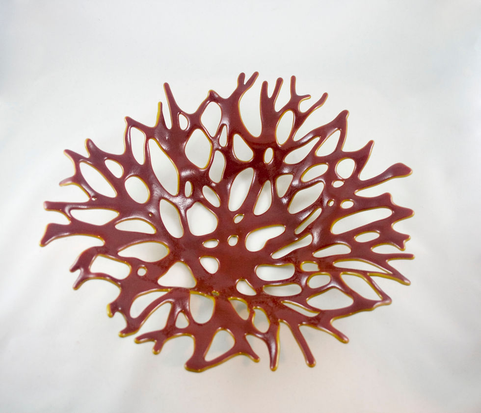 Thumbnail: Dark red and golden green coral bowl/sculpture