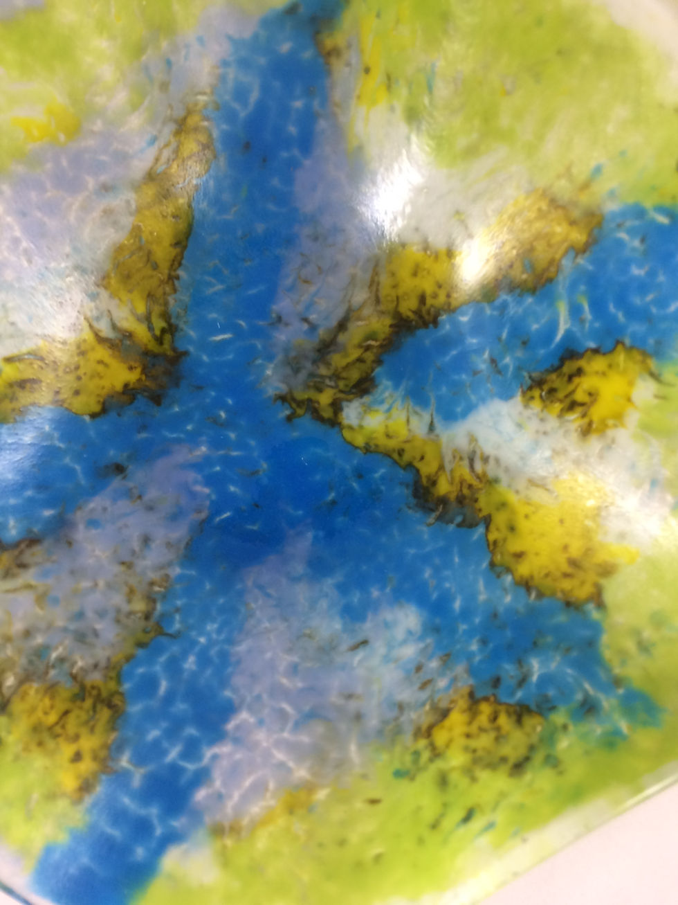 Thumbnail: Blue, green, yellow watercolors wavy bowl