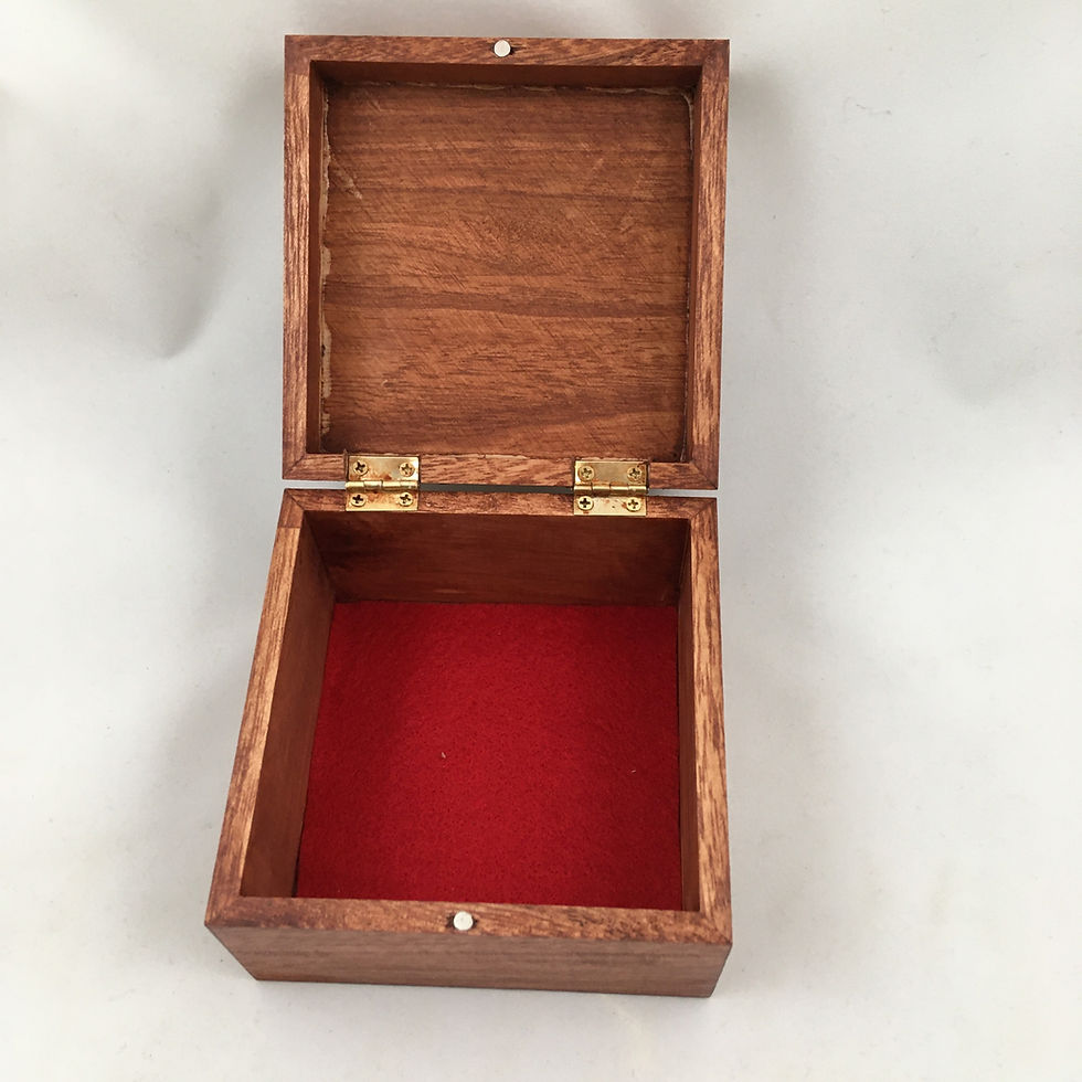 Thumbnail: Square wooden hinged box with "batik" style glass top
