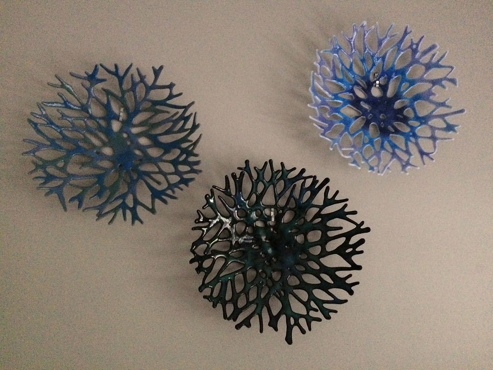 Thumbnail: Grey, blue and green glass coral bowl