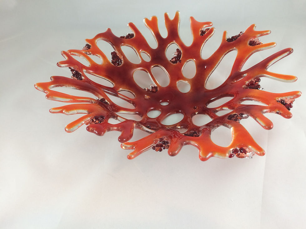 Thumbnail: Shades of red transparent glass coral bowl