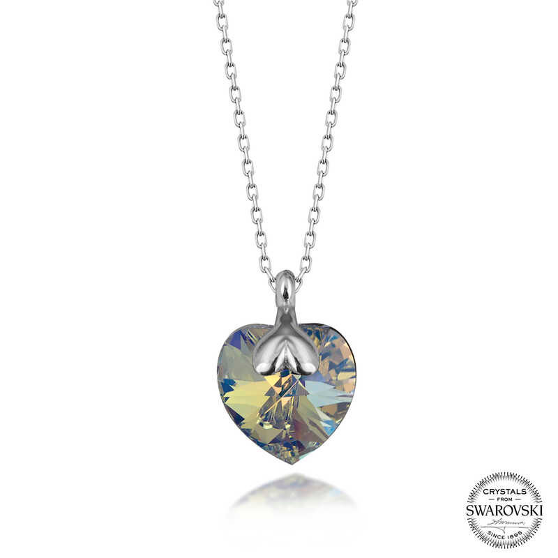 Swarovski Crystal Stone Heart Silver Women's Necklace